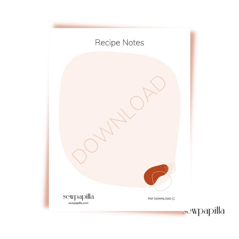 Recipe Notes Printable | Sewpapilla