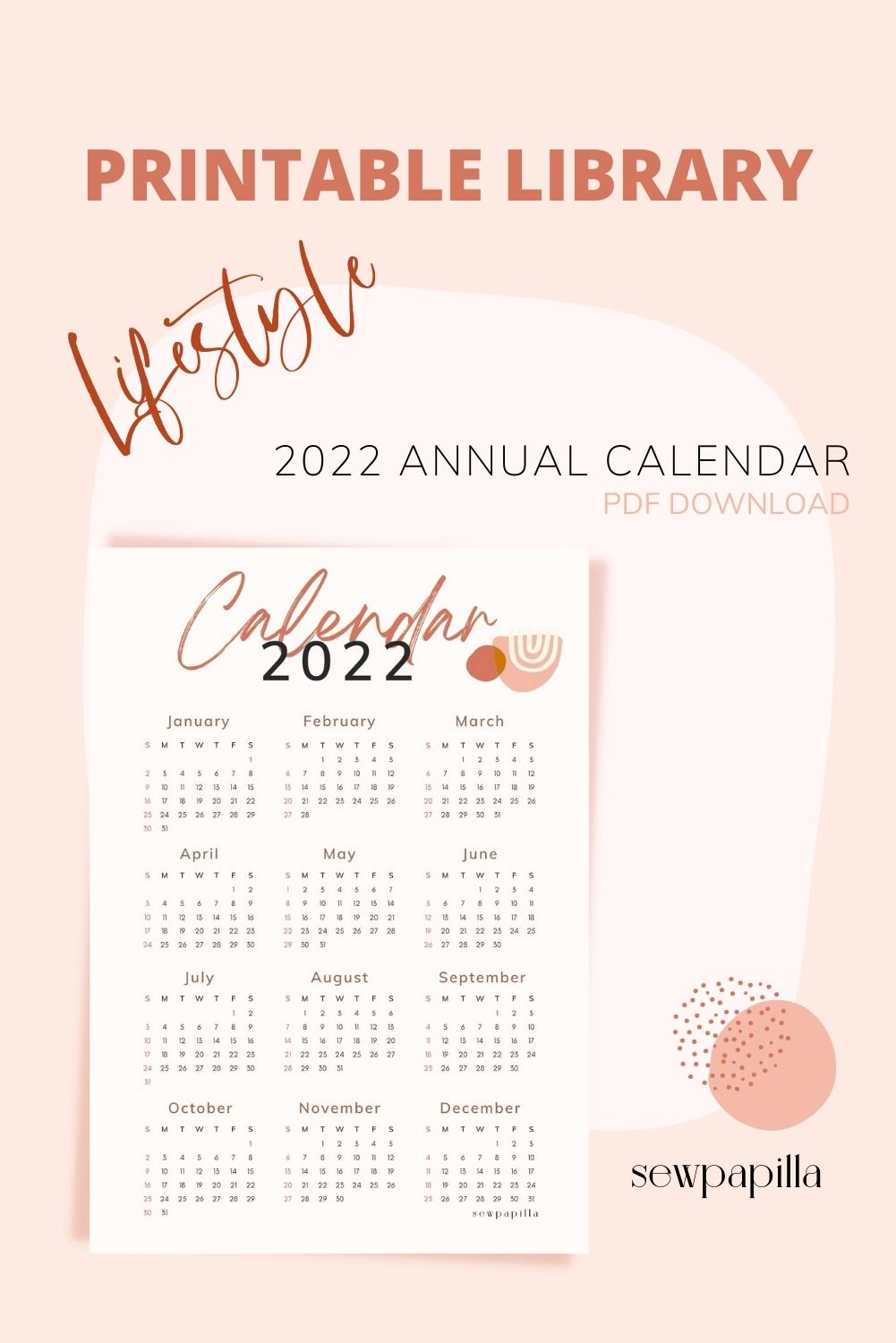2022 Annual Calendar